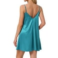 thumbnail image 3 of INSPIRE CHIC Women's Nightgown Lingerie Lace Trim Sleep Dress Silky Satin Chemise Babydoll Cami Short Sleepwear 2XL Green, 3 of 6