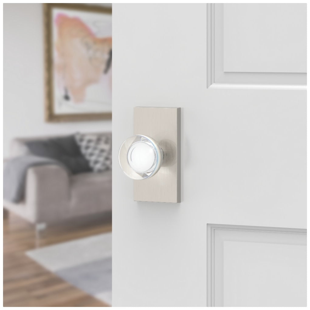 Baldwin HDCCYCFR055 Contemporary Crystal Non-Turning One-Sided Dummy Door Knob - Nickel