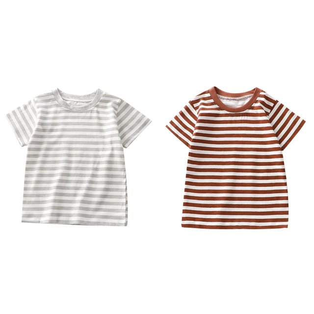 (2-Pack) Rinsvye Kids Striped Short Sleeve T Shirt Unisex Design Top And Girls Basic Yet Stylish Item For Wardrobe Layering Or Standalone Wear Soft Comfortable Fit