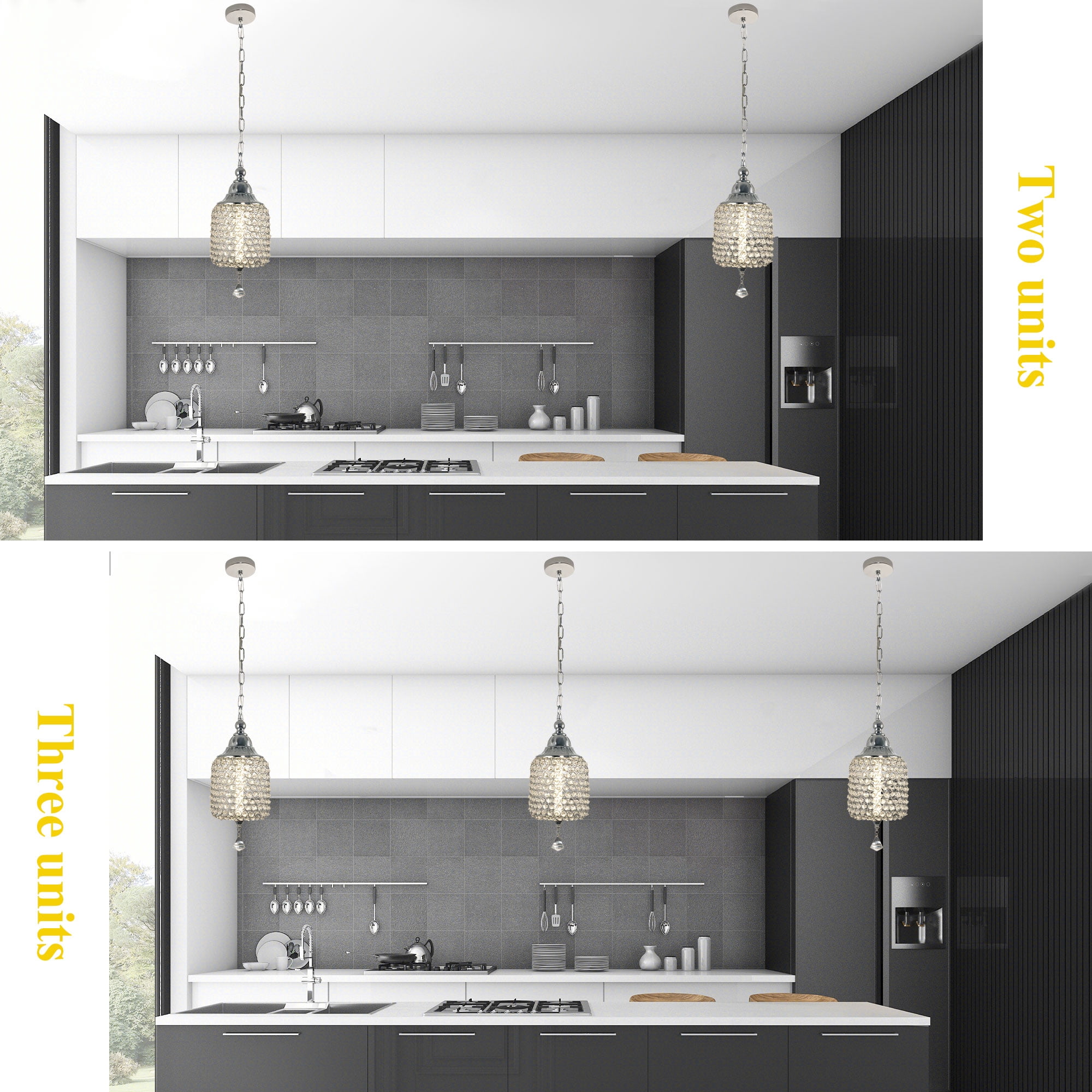 Chords Attic 1-Light Crystal Pendant Lighting Adjustable LED Ceiling Hanging Light Fixtures Fixture for Kitchen Island