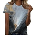 thumbnail image 3 of Charella Short Sleeve Shirts for Women Fashion Printed Crewneck T-shirts 2025 Spring and Summer Clothes,Gray,L, 3 of 5