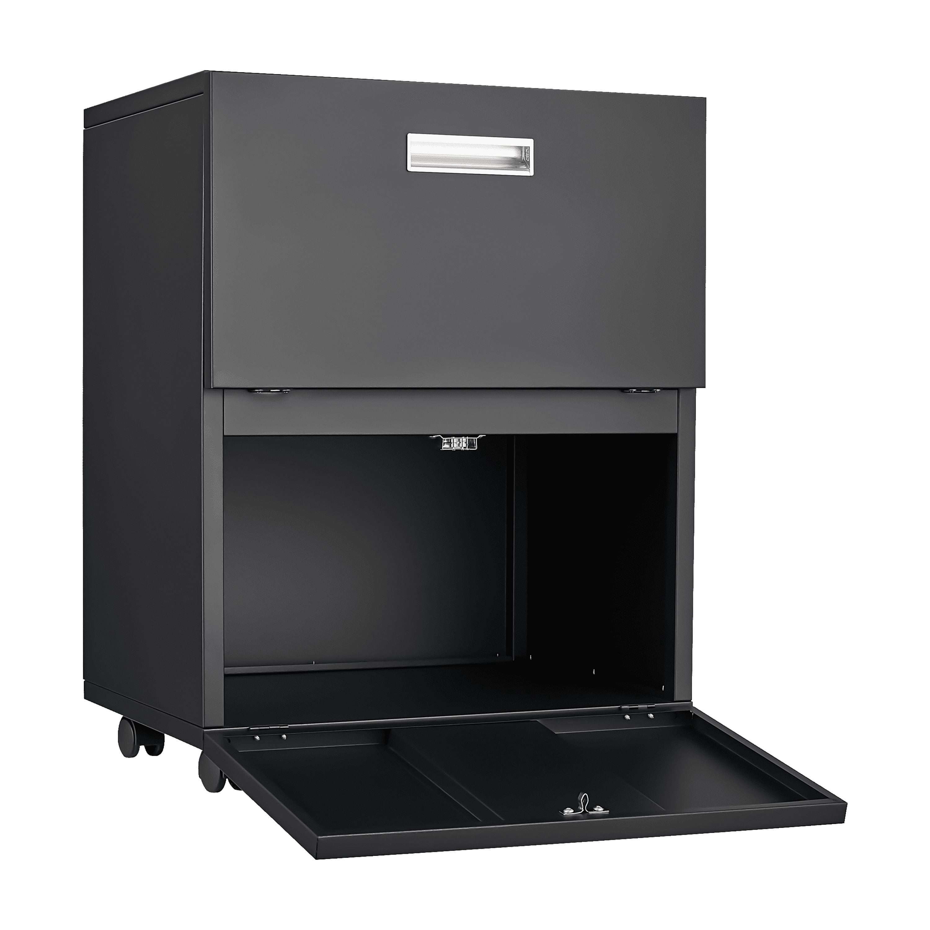 3 Drawer Mobile File Cabinet Under Desk Office,Simple Style Versatile Storage Cabinet for Legal/Letter/A4 Files, 5 Wheel Design Anti-Tilting Cold Rolled Steel Waterproof Moisture-Proof Black