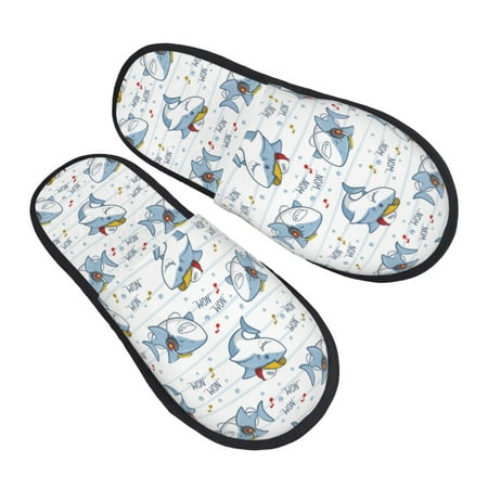 

House Slippers for Women Men - Music shark Soft House Shoes Fuzzy Slippers Lightweight Slip-On Cozy House Slippers for Woman Indoor Outdoor