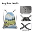 thumbnail image 4 of Xecao Pasture Cow Pattern Sports Drawstring Backpack - String Swim Gym Bag with Wet Proof Pocket for Women&Men-Medium, 4 of 6