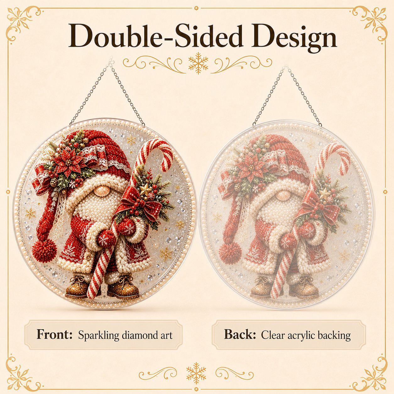 thumbnail image 5 of DIY Christmas Gnome Diamond Art Ornament Kit - Hanging Wall Decor for Adults, Festive Indoor Christmas Decoration & Easy Craft Kit, 5 of 7