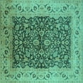 thumbnail image 1 of Ahgly Company Indoor Square Oriental Turquoise Blue Industrial Area Rugs, 8' Square, 1 of 4