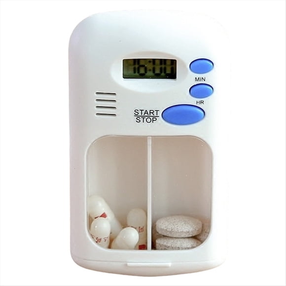 Mini Pastillero Portátil con Temporizador y Recordatorio, Organizador Electrónico con Pantalla LED, Estuche para Medicamentos, Reloj y Recordatorio.