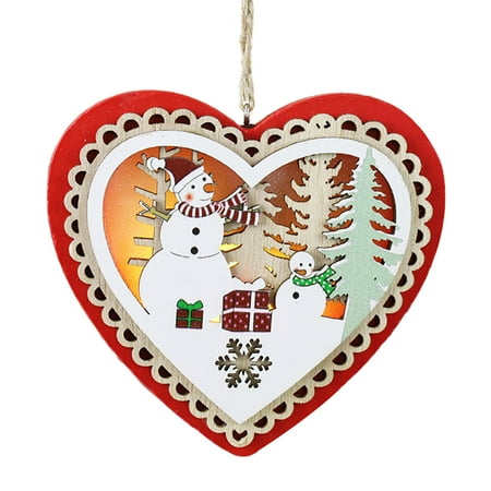 

✪ Wood Christmas Led Pendant Glowing Ornament Crafts Supplies