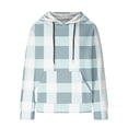 thumbnail image 5 of Lovskoo Women's Drawstring Sweatshirt Plaid Printed Long Sleeve Hooded Pullover Tops with Pockets Light Blue, 5 of 6