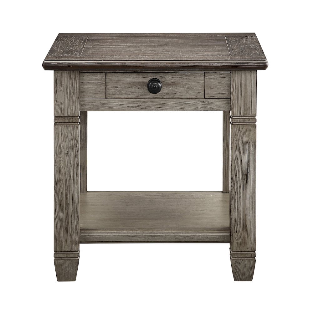 Lexicon Granby Wood 1 Drawer End Table in Antique Gray
