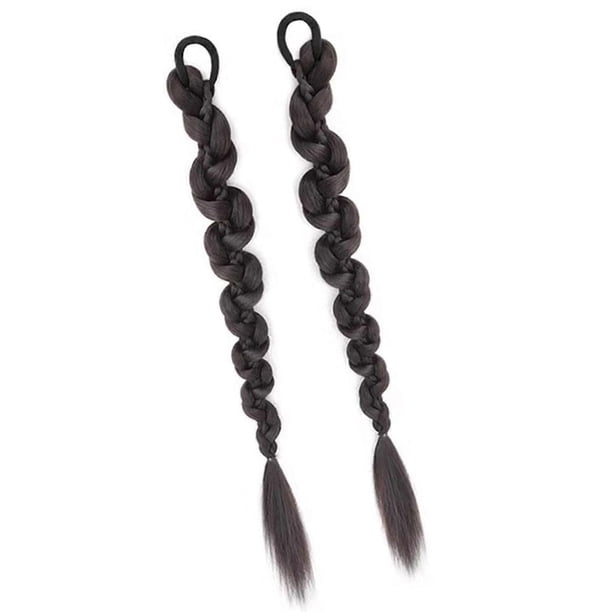 Long Twist Braided Ponytail Wigs Hairpiece Hair Tie Heat Resistant Fibre Hair Extension For Women Girl Everyday Wear Natural black