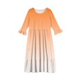 thumbnail image 5 of Abcomgle Summer Dress for Girls Casual A-Line 3/4 Sleeve Maxi Dress Gradient Crew Neck Sundresses Tiered Dresses with Pockets,9-10 Years Orange, 5 of 6