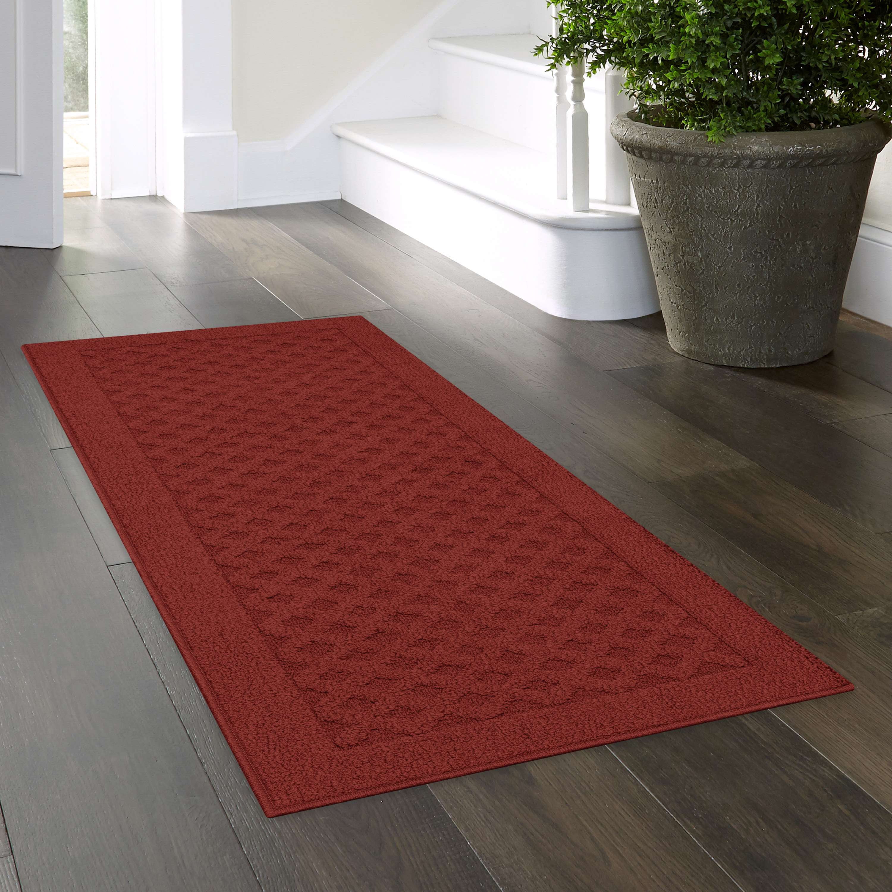 Mainstays Dylan Solid Diamond Olefin Red Indoor Runner Rug, 1'9"x5'