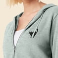 thumbnail image 5 of Dalix Black Cat Embroidered Fleece Zip Washed Hoodie Cold Fall Winter Women in Sage M Medium, 5 of 5