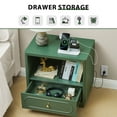 thumbnail image 4 of YOCWO Nightstand Set of 2 with Drawers and Charging Station for Bedroom, Mid Century Bedside Table with Open Shelf for Storage, Arched Drawer and Fluted Side, Green, 4 of 7