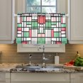 thumbnail image 2 of Yayeee Kitchen Curtains Light Filtering 27"x36" Rod Pocket Short Cafe Window Panel, Red Abstract Geometric, 2 of 7