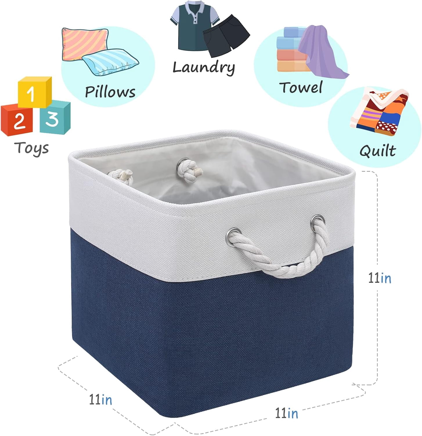 Hltsar Fabric Cubes Storage Basket  6 Pack 11x11 in with Handles Foldable Cube Storage Bins  for Shelves      Nursery Organizers