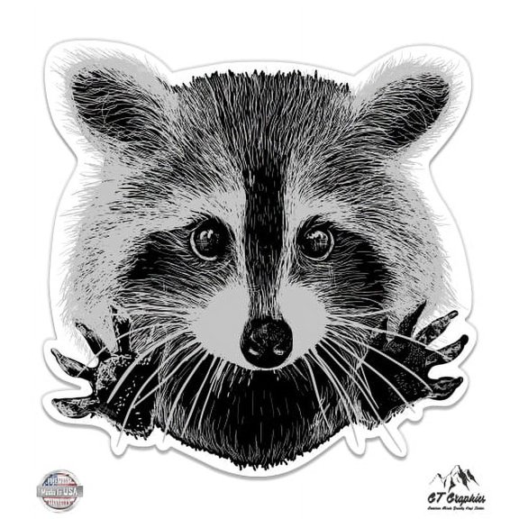 Raccoon - 3" Vinyl Sticker - For Car Laptop I-Pad Phone Helmet Hard Hat - Waterproof Decal