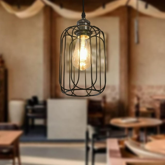 lámpara jaula metal para colgar iluminación colgante, soporte lámpara jaula alambre para hotel, accesorios decoración