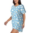 thumbnail image 2 of Kdxio Blue Popcorn Print Pajamas Sets for Women Short-Sleeved Pjs with Lounge Shorts Two Piece Sleepwear S-4XL, 2 of 9