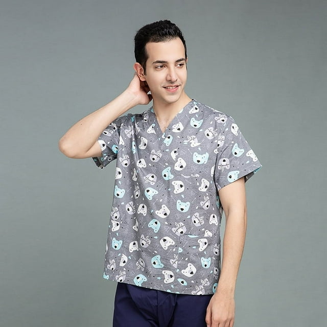 Ropa quirúrgica estampada, traje dividido de manga corta, ropa de mano para cepillo de médico, ropa de trabajo de verano de algodón fino para quirófano quirúrgico