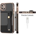 thumbnail image 5 of Case for iPhone 11 6.1 Inch, Soft Silicone TPU Slim Case Electroplated Case Shockproof Phone Case with Wristband Kickstand Phone Loop Finger Holder Strap-Black, 5 of 13