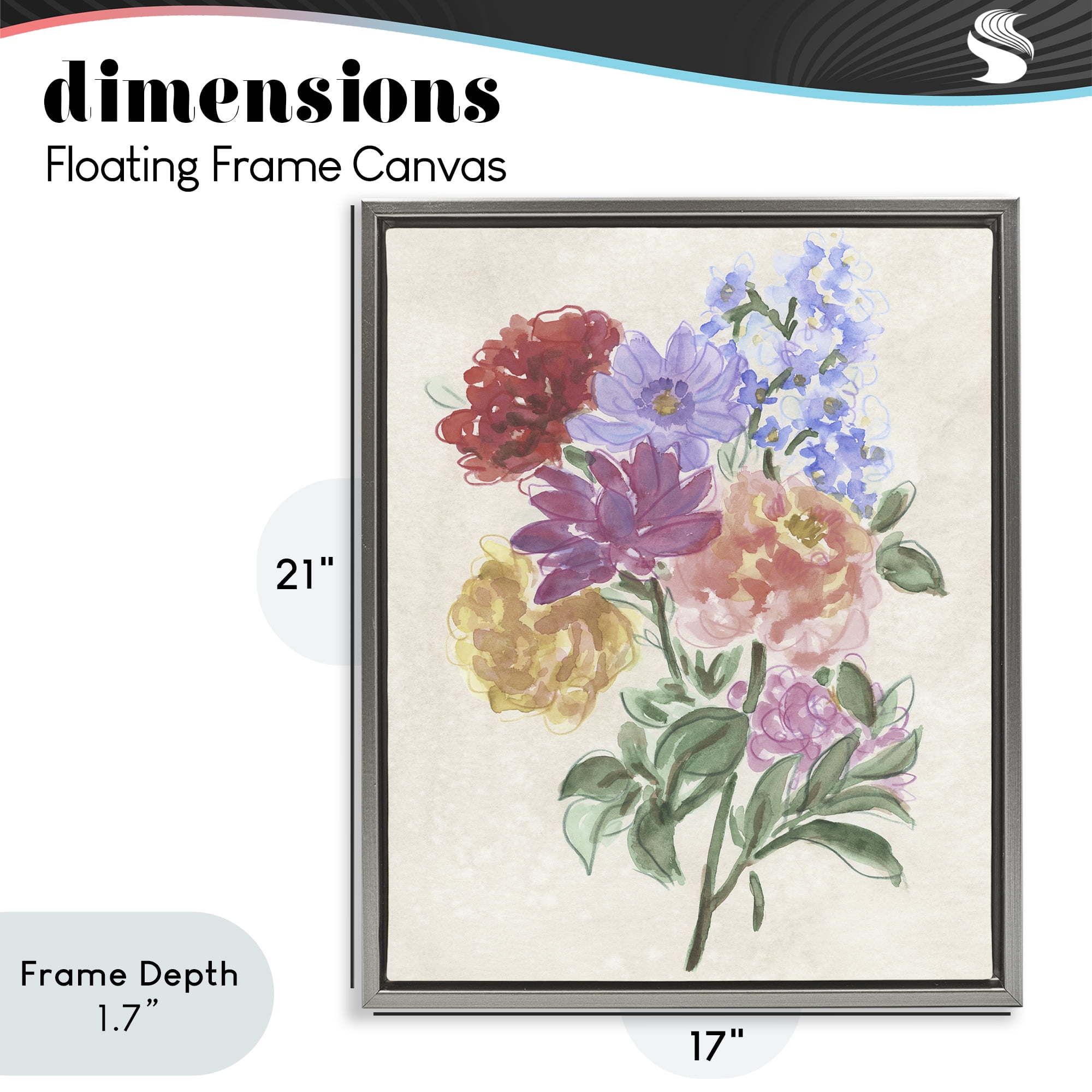 Stupell Industries Blooms On Parchment Gray Framed Floater Canvas Wall Art, design by June Erica Vess
