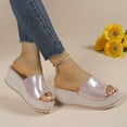 thumbnail image 7 of Women Summer Sandals Plus-size Thick Soled One-line Slippers Comfortable Fish Mouth Wedge Sandals, 7 of 7