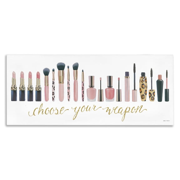 Stupell Industries Contemporary Choose Your Weapon Cosmetics Canvas Art, 24 x 10, by Marco Fabiano