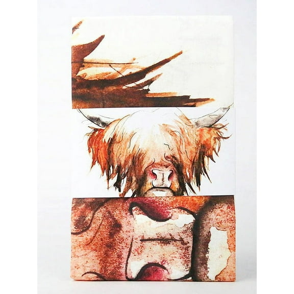 Clare Baird Tea Towel in a Highland Cow Scotland Design 100% Cootton