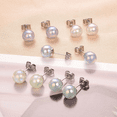 thumbnail image 4 of Vissen 5 pairs Colour Pearl Stud Earrings Set for Women Jewelry White Light Pink/Grey Pearl Earrings Stainless Steel Stud Earrings Hypoallergenic, 4 of 4