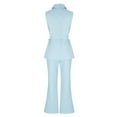 thumbnail image 5 of BLTIBY Womens 2 Piece Set 2025 Solid Color Blazer Trendy V Neck Sleeveless Belted Vest Straight Long Pants Business Suit Sets with Pockets Light Blue M, 5 of 7