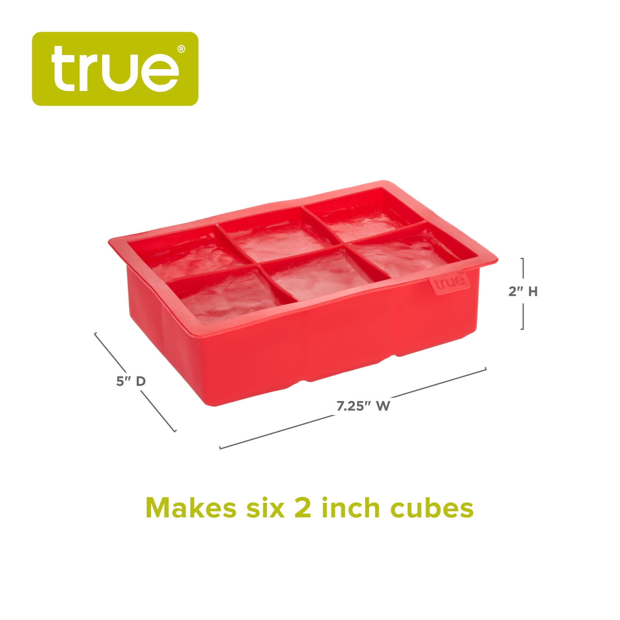 2x Ice Cube Tray 6 Extra Large Square Food Grade Jumbo Ice Cube