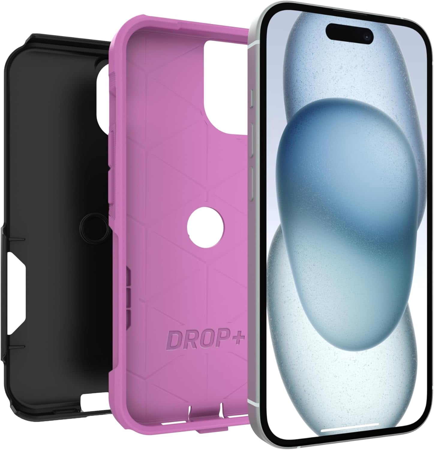 OtterBox iPhone 16e, 15, 14, & 13 Commuter Series Case - Midnight Mauve (Black & Pink) - Slim & Tough - Pocket-Friendly - with Port Protection