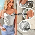 thumbnail image 2 of VIDUSSA Women's Sparkly Tank Tops Cowl Neck Sleeveless Glitter Dressy Casual Cami Shirt Shimmer Camisole Silver XL, 2 of 4