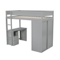 thumbnail image 4 of Euroco Wood Twin Size Loft Bed with Desk and Wardrobe, Kids & Teens, Gray, 4 of 15