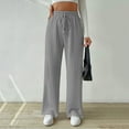 thumbnail image 2 of Maplenight Women's Summer Textured Knitted Ribbed Pants Loose Straight Leg Lounge Pants Elastic Waist Drawstring High Waisted Solid Color Casual Pants 2025 on Clearance, 2 of 5