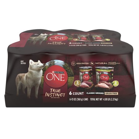Purina ONE True Instinct Natural Wet Dog Food, High Protein Soft Variety Pack, 13 oz Cans (6 Pack)