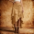 thumbnail image 2 of QHFBli Long Suede Leather Skirt for Women Ruffle Asymmetrical Western Boho Country Cowgirl Skirts, 2 of 9