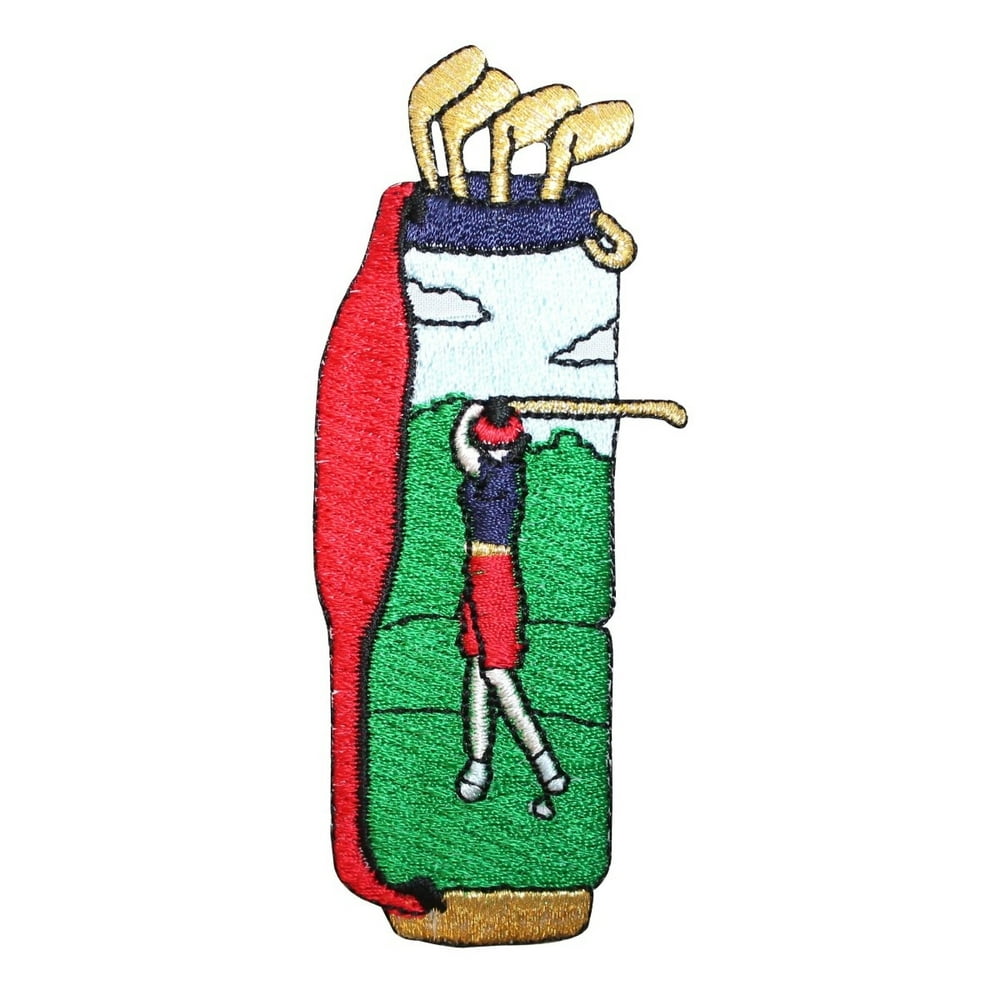 ID 1517 Golf Swing Scene Club Bag Patch Equipment Embroidered Iron On Applique