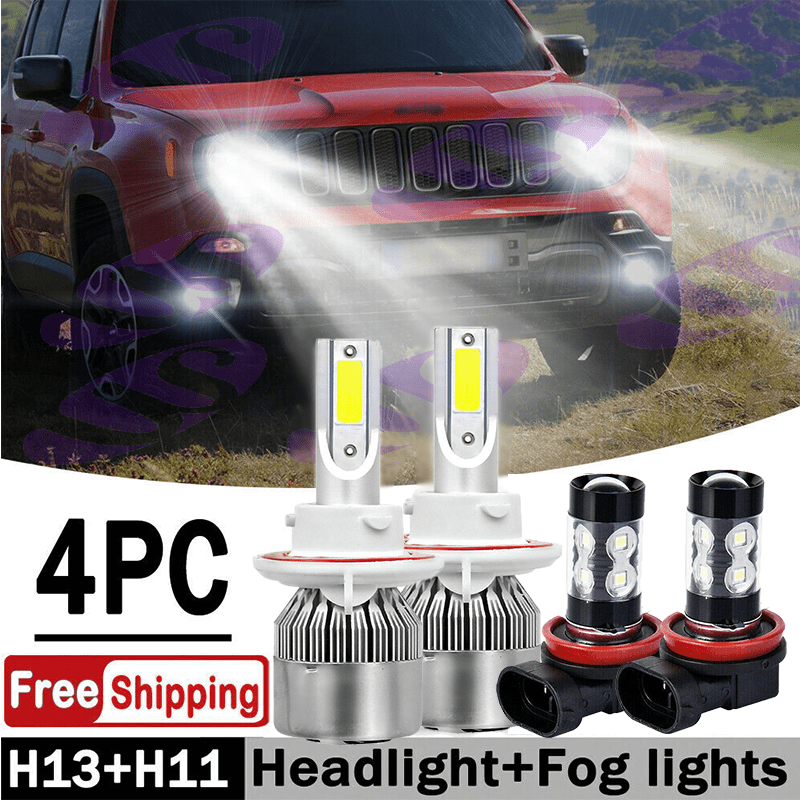 Set For 15-2019 Jeep Renegade Bumper Fog Light Driving Lamp w/H11 Light Bulbs