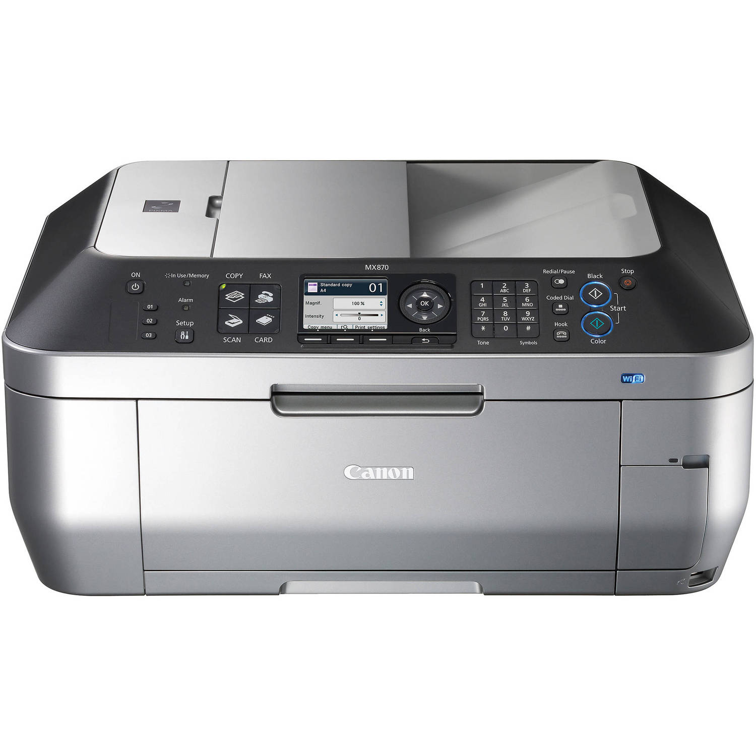 Canon PIXMA MX870 Wireless Office All-in-One Inkjet Printer with USB-Wi-Fi Connectivity Technology - 6.1ppm Print Speed Color - 9600 x 2400 dpi - 4206B002