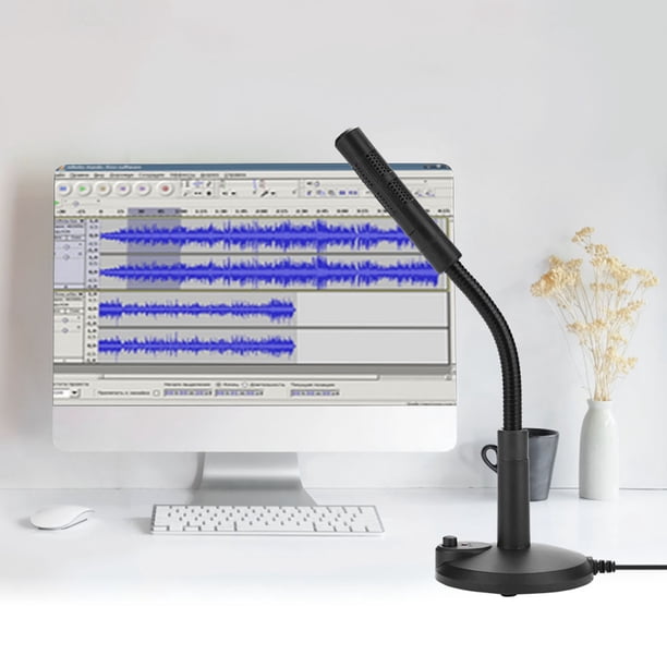 Micrófono USB Grabación de Sonido Claro Chat 360 Soporte PC Negro