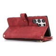 thumbnail image 6 of ELEHOLD Crossbody Wallet Case for Samsung Galaxy S23 Ultra, Magnetic Clasp with Card Slots, Zipper Pocket,Kickstand,PU Leather Detachable Shoulder Strap Lanyard for S23 Ultra,Red, 6 of 8