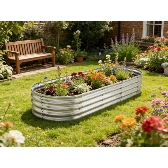 6 ft x 2 ft Raised Garden Bed Metal Elevated Planter for Vegetable Flower Herb