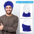 thumbnail image 5 of Uxcell Winter Neck Warmer, 2 Pack Drawstring Warm Face Scarf Windproof Neck Gaiter, Red, Blue, 5 of 7