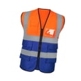 thumbnail image 4 of Chaleco reflectante de seguridad de alta visibilidad, ligero y con bolsillos para almacén. Naranja y azul, 4 of 9