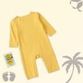 thumbnail image 4 of AJTQTH Romper for Baby Summer Thin Cotton Casual Outfits Striped Cute Crewneck Long Sleeve Playsuit Base Layer Clothes for Infant Underwear Yellow 12 Months, 4 of 5