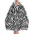 thumbnail image 1 of Zebra Print,Women's Oversized Wearable Blanket Hoodie, Blanket Sweatshirt,Flannel Pullover Blanket, 1 of 9