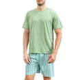 thumbnail image 3 of GDREDA Pyjama Assorti pour Couples, Pyjama Homme à Manches Courtes, Doux et Lisse, avec Poches, Deux Pièces, Vert, TTG, 3 of 4